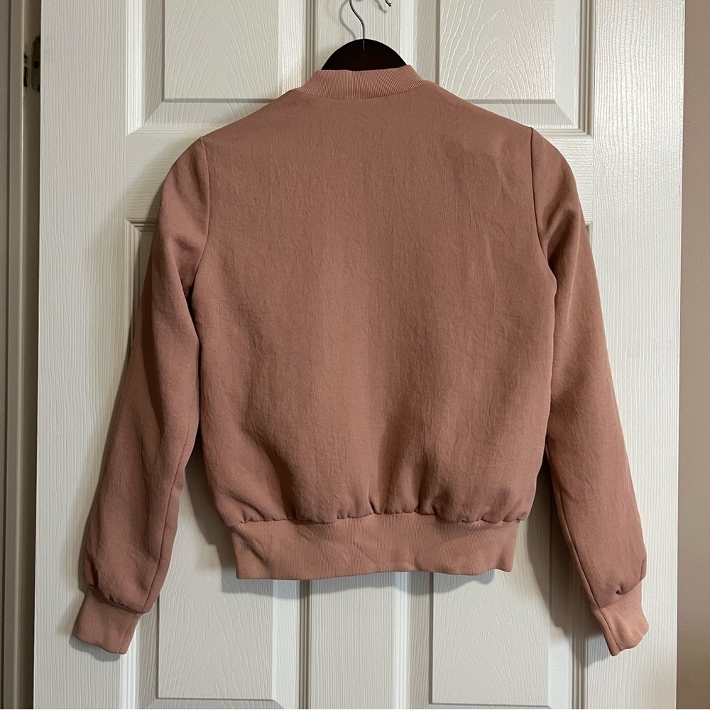 Aritzia Wilfred Poussin Vintage Crepe Bomber Jacket in Rose Pink - Sz XS - Picture 8 of 13